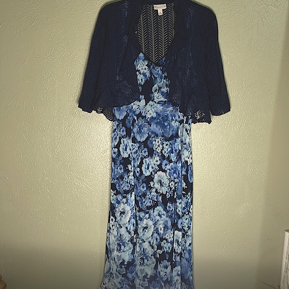 D B Established 1962 Blue Floral Dress 2 piece size 16 - Picture 1 of 12